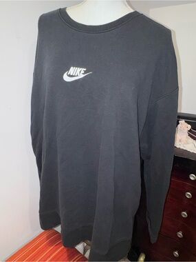 Nike Black Sweatshirt with White Swoosh Logo
